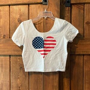 American Apparel Flag Heart Cropped Tee